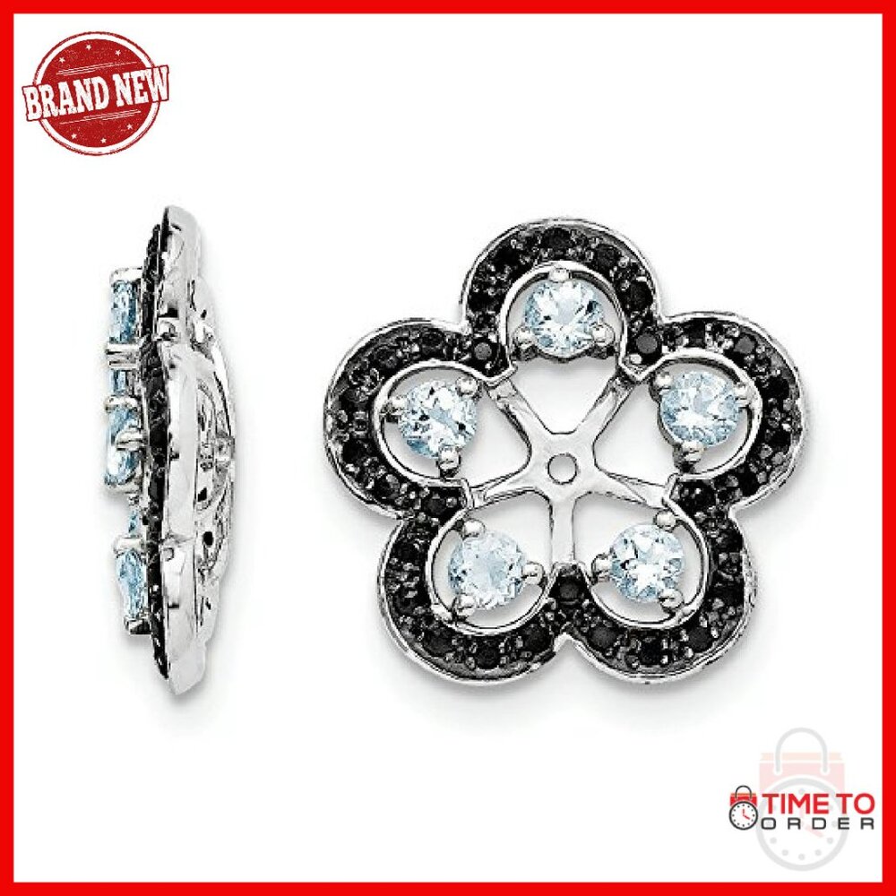 Sterling Silver Earring Jacket With Aquamarine Sa… - image 2